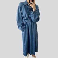 Oversized flare long denim dress