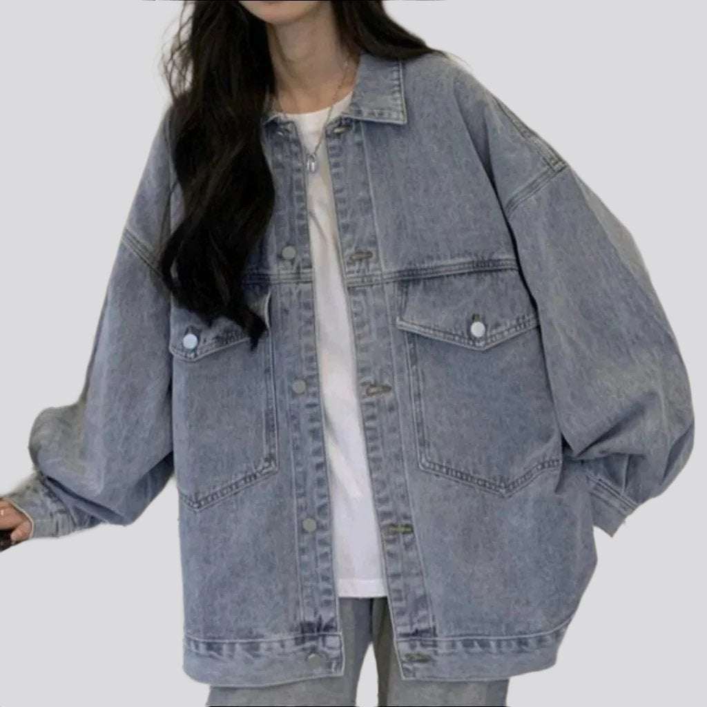 Back print oversized denim jacket