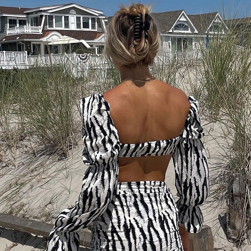 The Naked Zebra Tie Front Two Piece Set