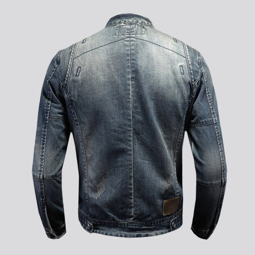 Vintage outerwear biker men jeans jacket