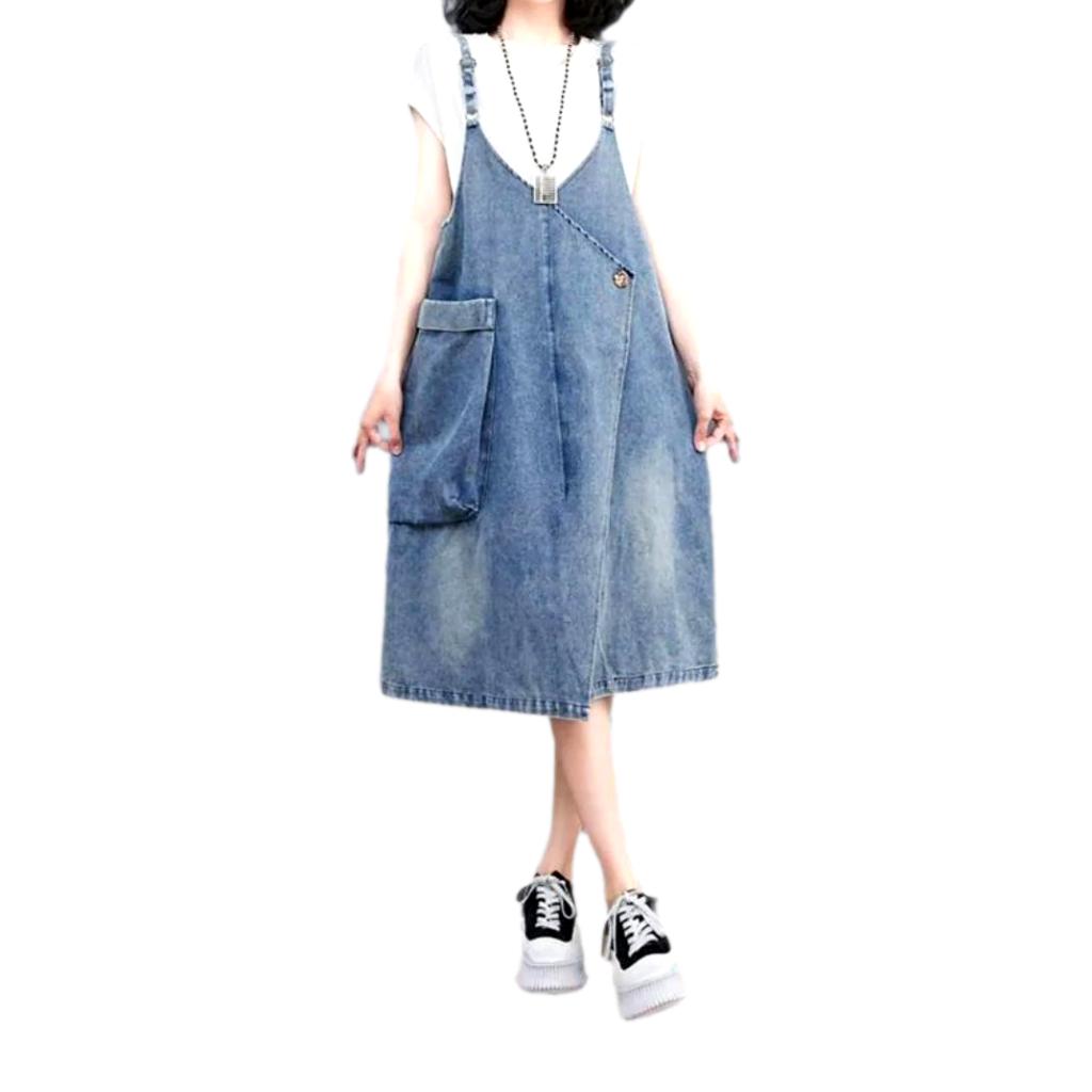 Oversized side pocket denim dress