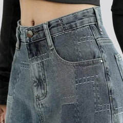 High-waist women patchwork jeans