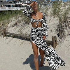 The Naked Zebra Tie Front Two Piece Set