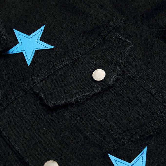 Chaqueta vaquera con bordado de estrellas azules