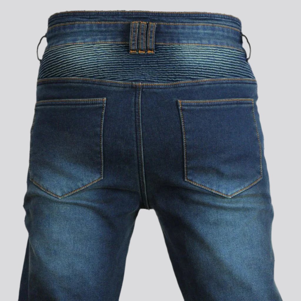 Slim mid-waist motorcycle jeans for men