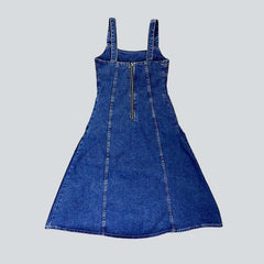 A-line casual long denim dress