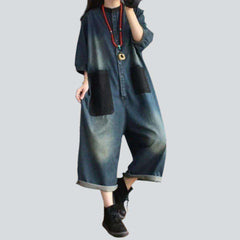 Black roomy pocket denim overall