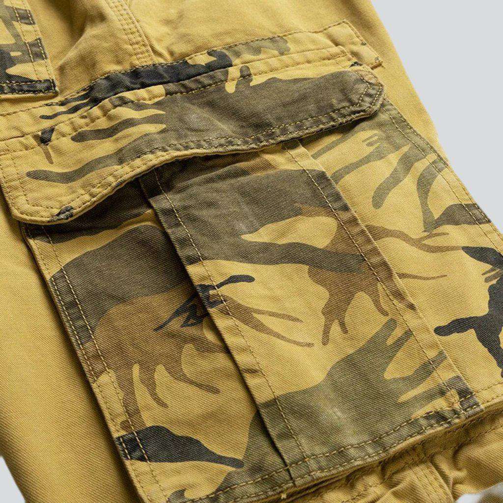 Camouflage cargo men denim shorts