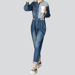 Two-color baggy women overall