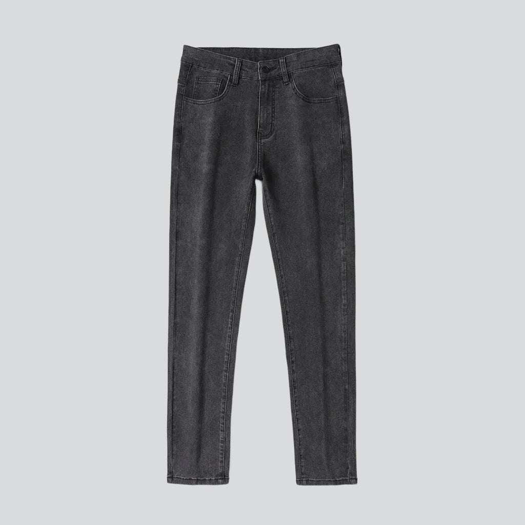 Black grey slim men jeans