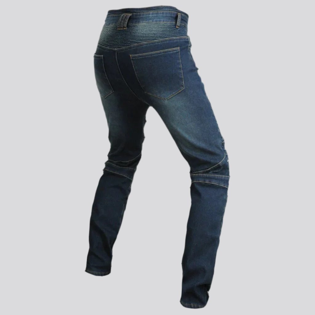 Slim mid-waist motorcycle jeans for men