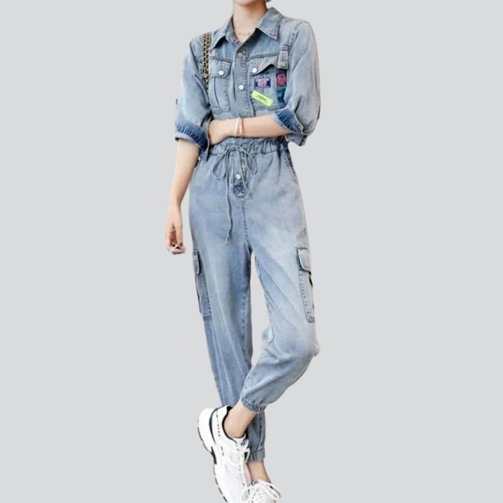 Safari-style women denim overall