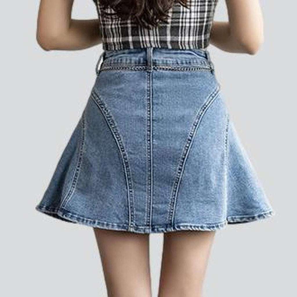 Flare mini denim skirt