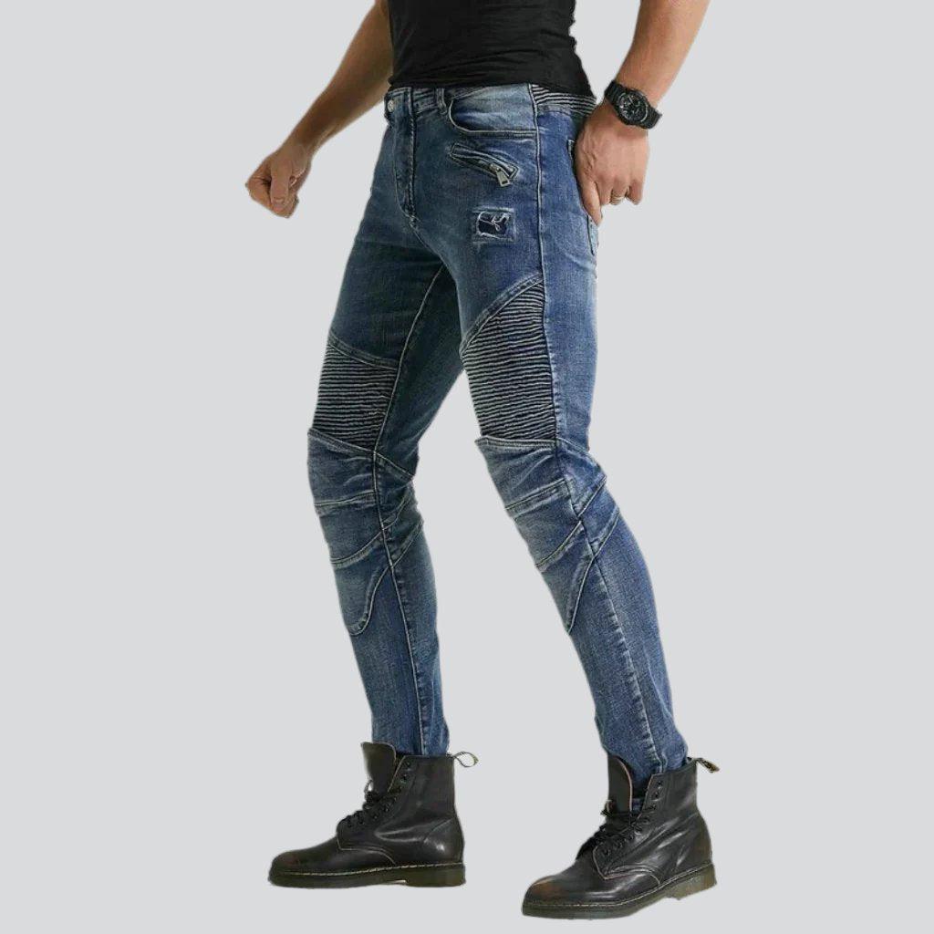 Skin-friendly men biker jeans