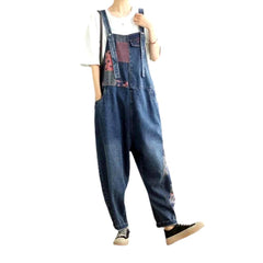 Medium wash women jean jumpsuit