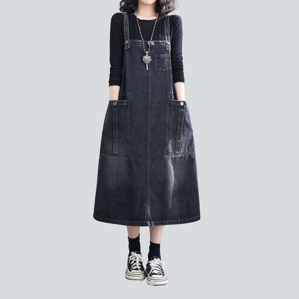 Denim dress with cargo pockets