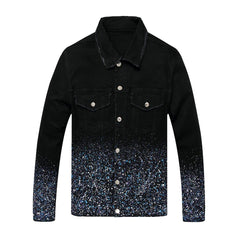 Paint splatter print denim jacket