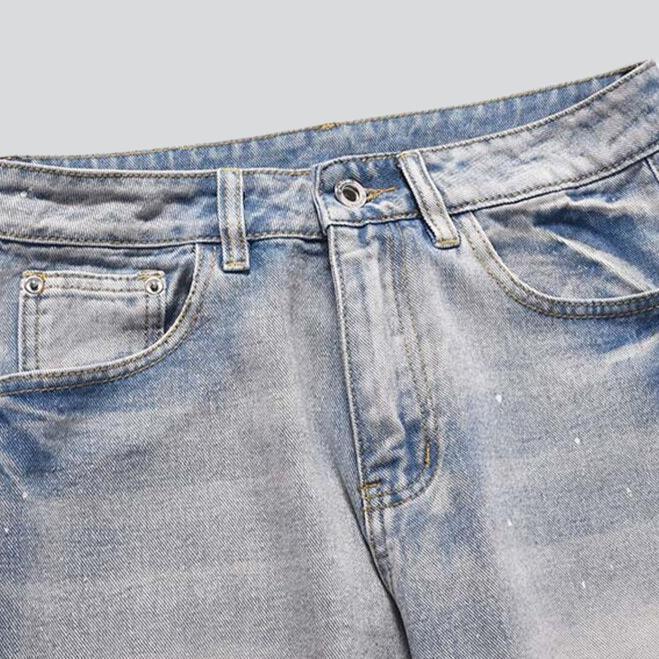 Straight distressed men denim shorts