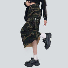 Camouflage fabric denim skirt