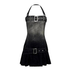 Vintage mini women denim dress