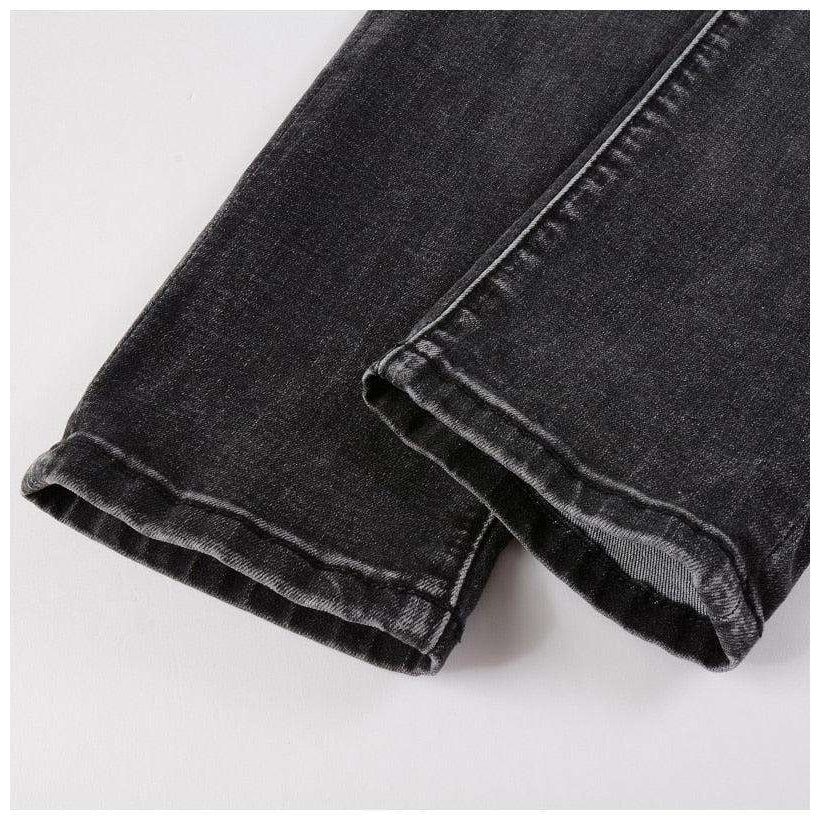 Black skinny distressed men jeans