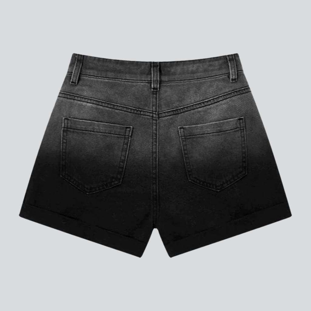 Contrast wash women denim shorts