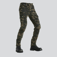 Military color men biker jeans