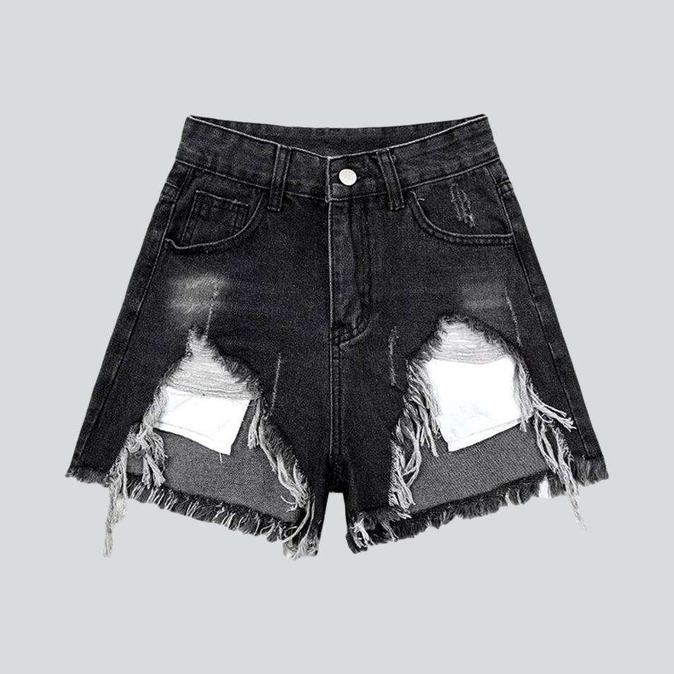 Shorts vaqueros para mujer con tejido recortado