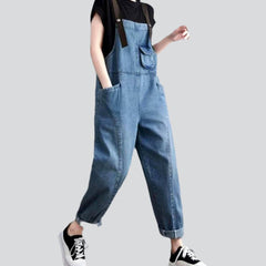 Small chest pocket denim jumpsuit