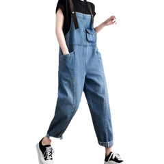 Small chest pocket denim jumpsuit