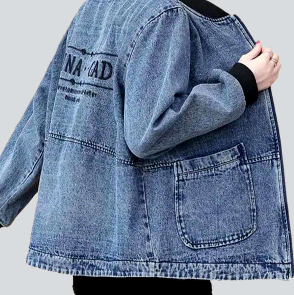 Boho embroidered women jean jacket