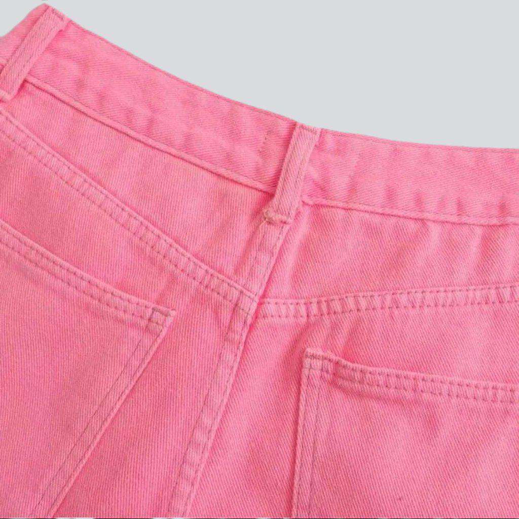 Bright pink women baggy jeans