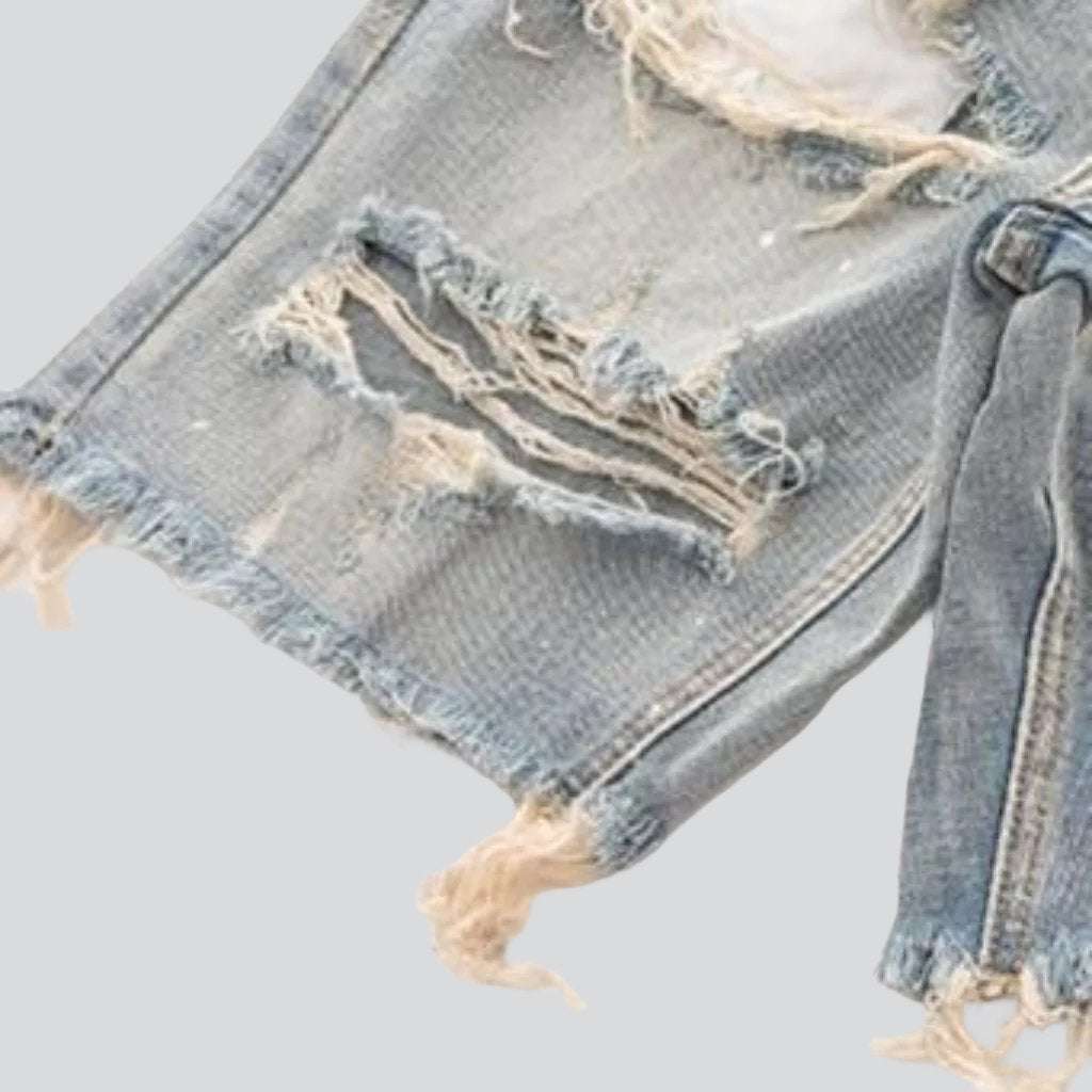 Distressed baggy men denim shorts