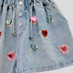 Streetwear Damen Jeansshorts mit Strass