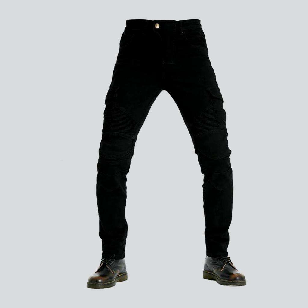 Elastic cargo men biker jeans