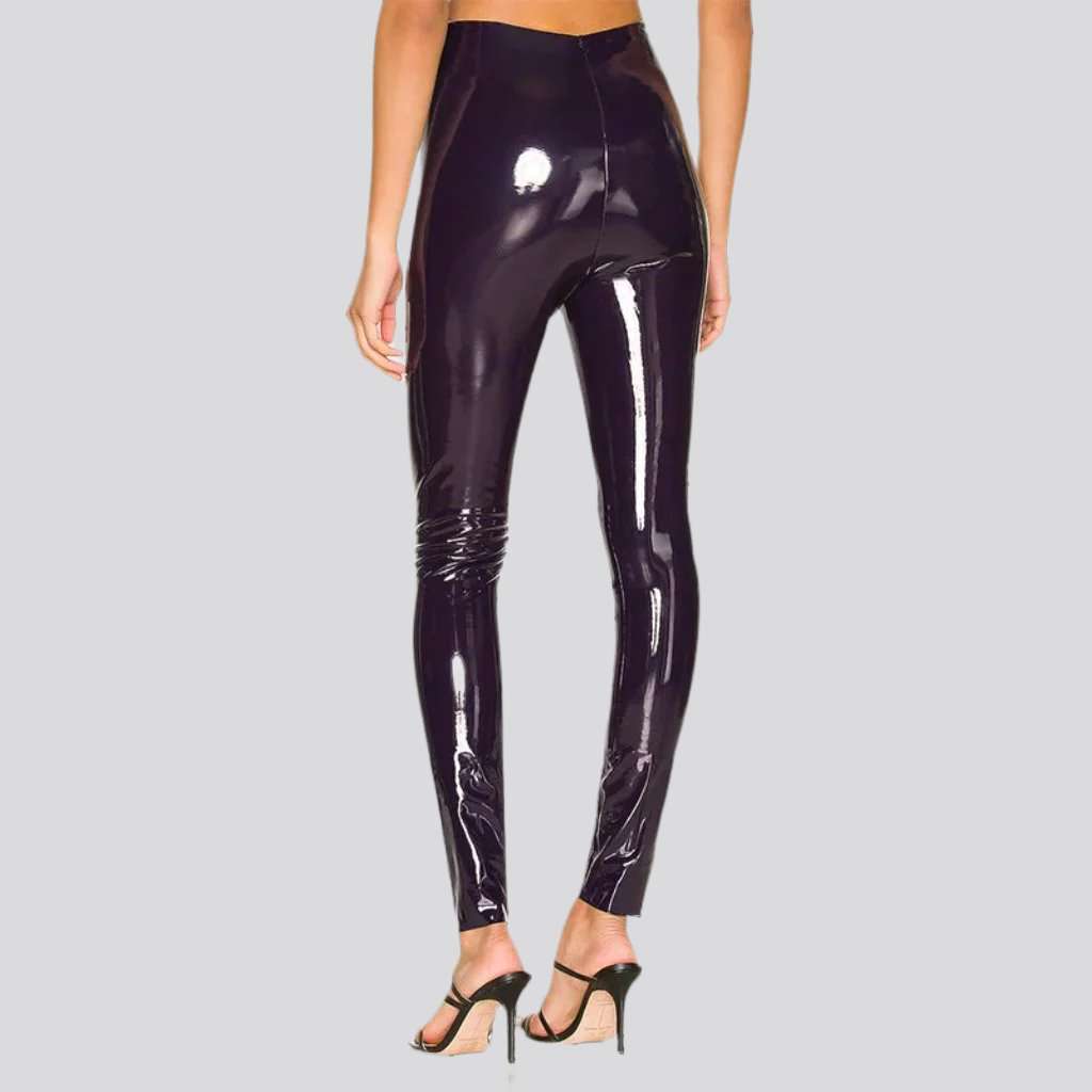 High-waist shiny denim pants