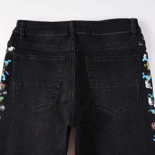 Multicolor stains painted men jeans