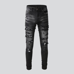 Stylish distressing skinny men jeans