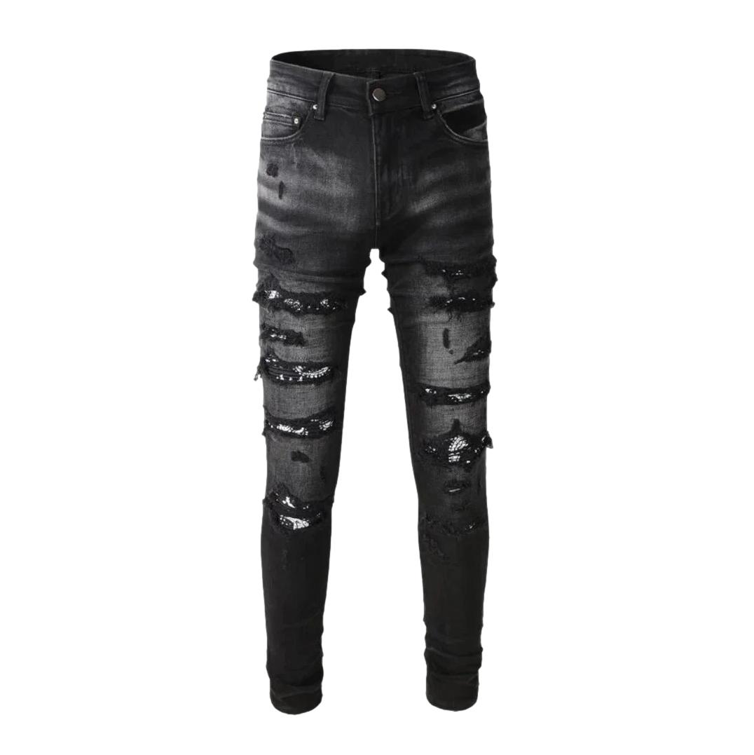 Stylish distressing skinny men jeans