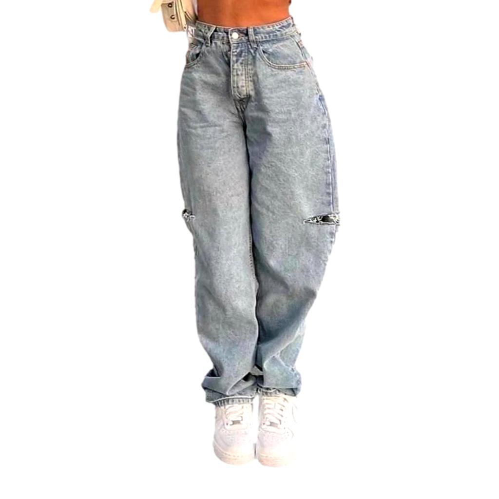 Hell gewaschene Damen Baggy-Jeans