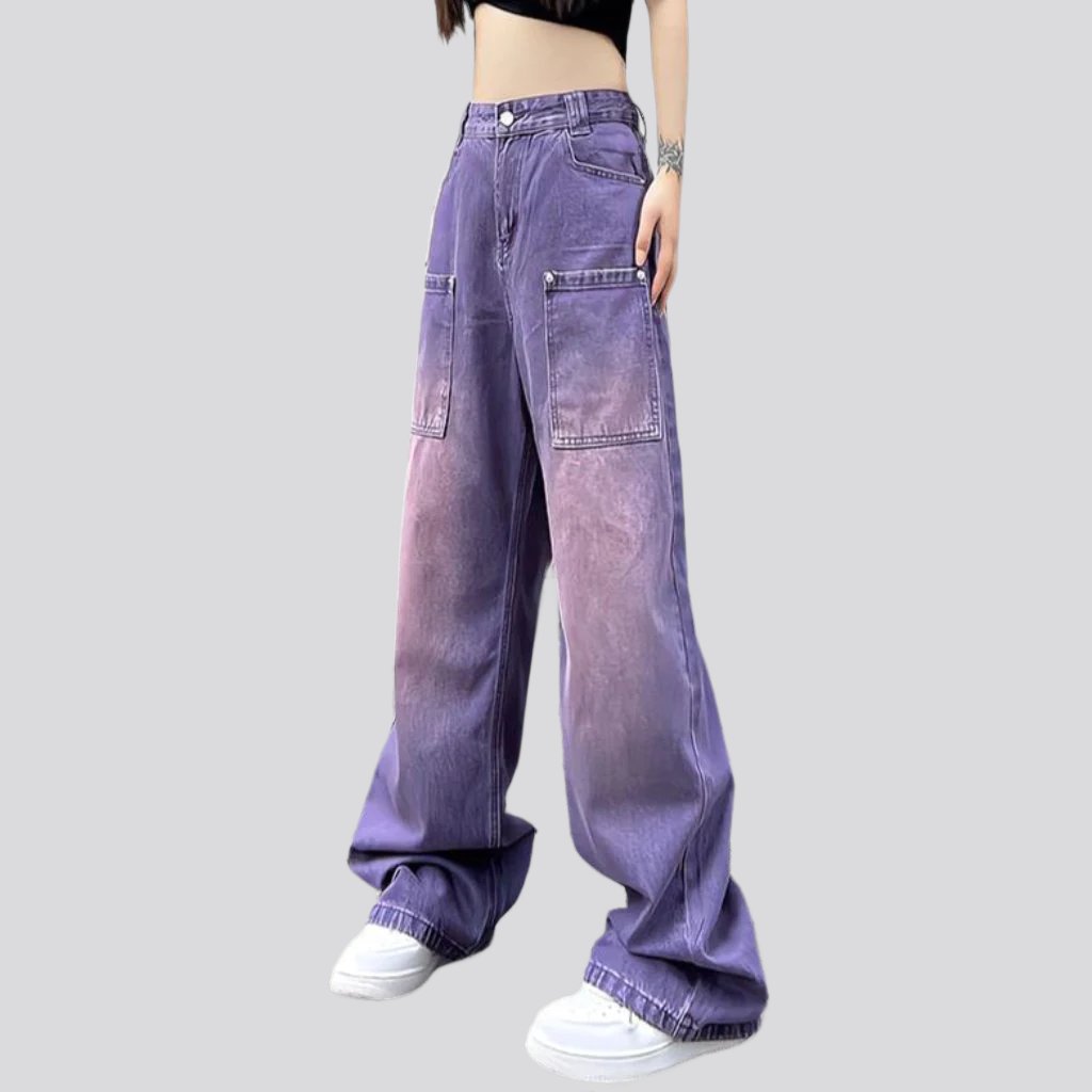 Sanded women baggy jeans