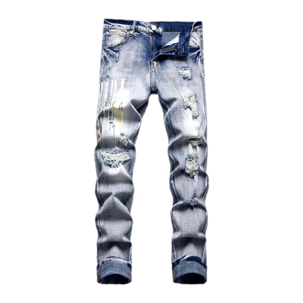 Skinny stretch distressed men jeans