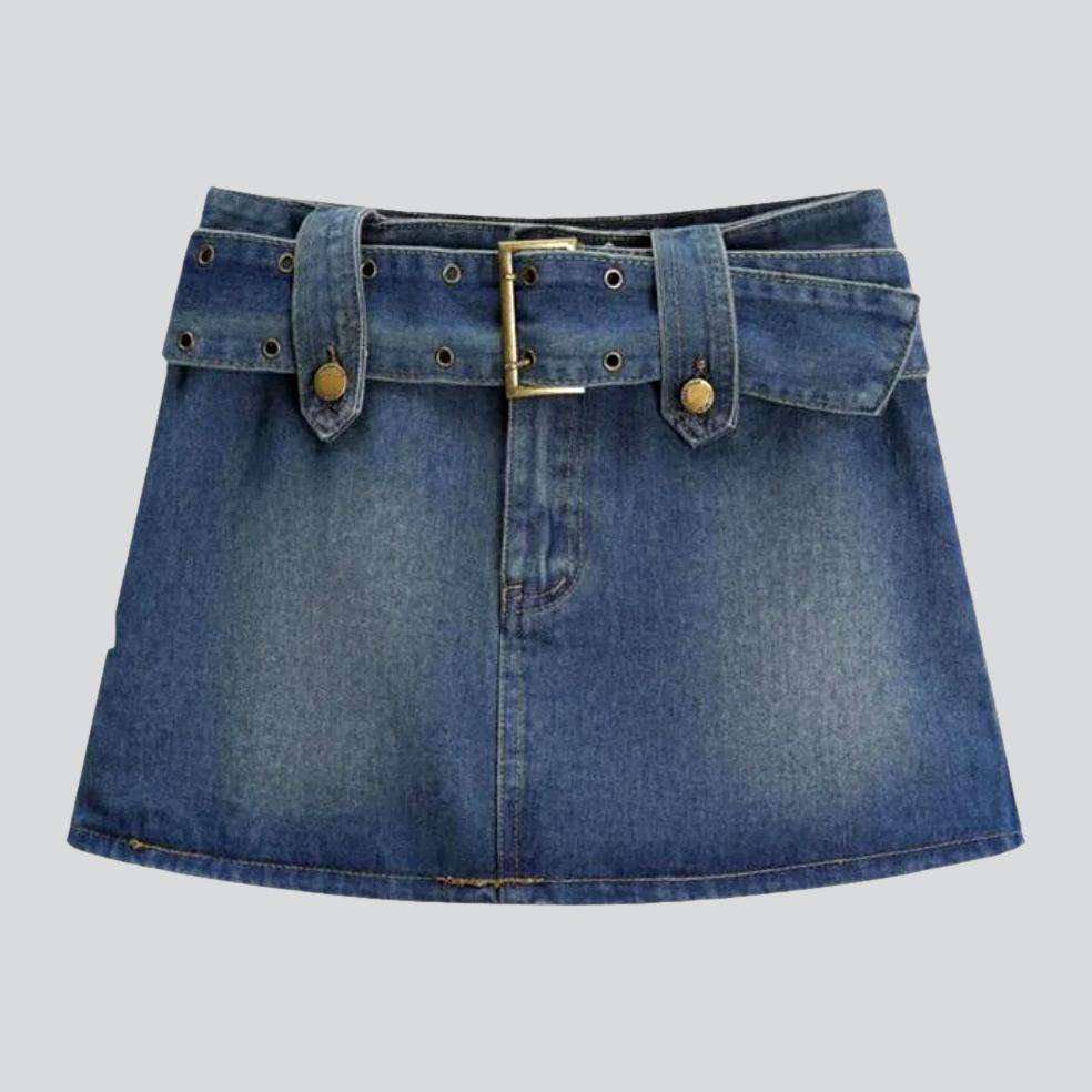 Casual denim skirt with belt