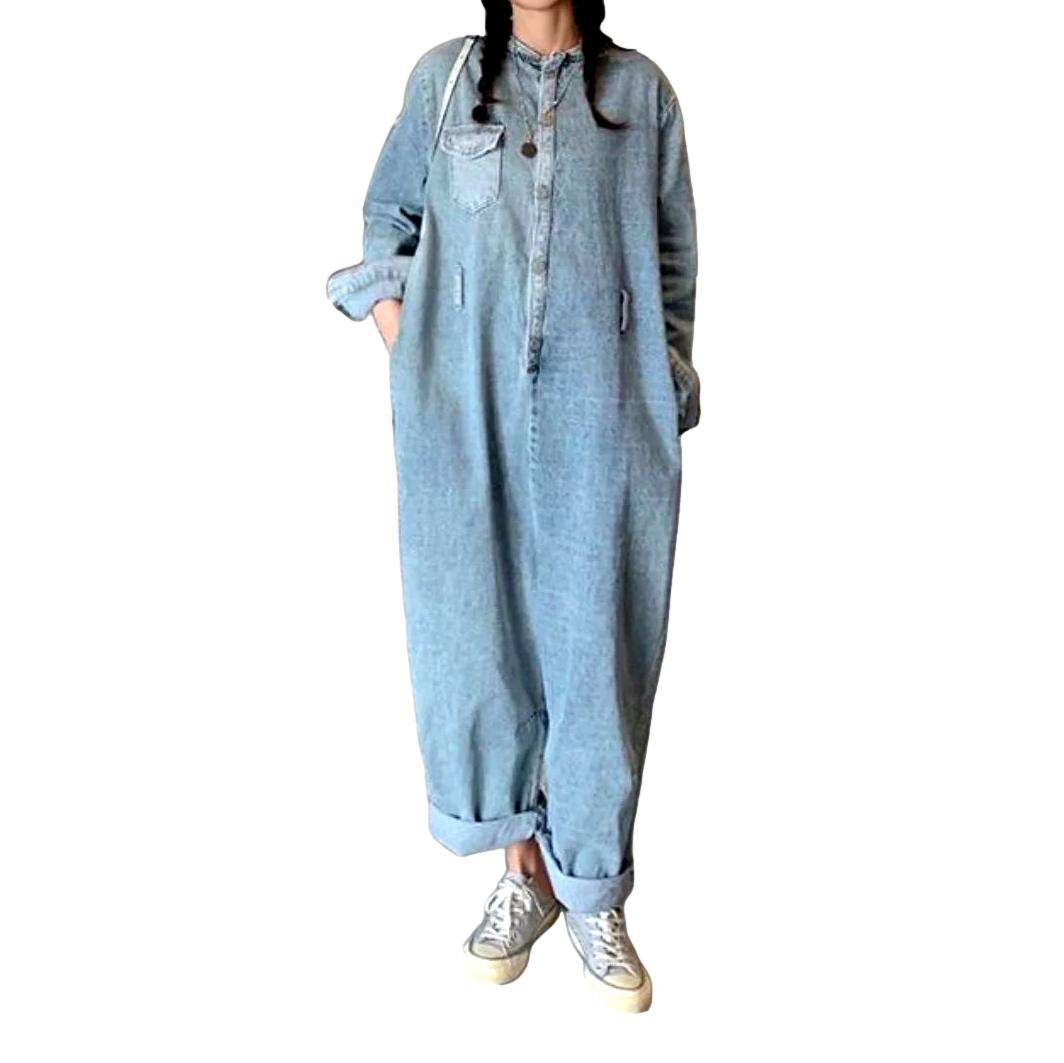 Light wash baggy women overall