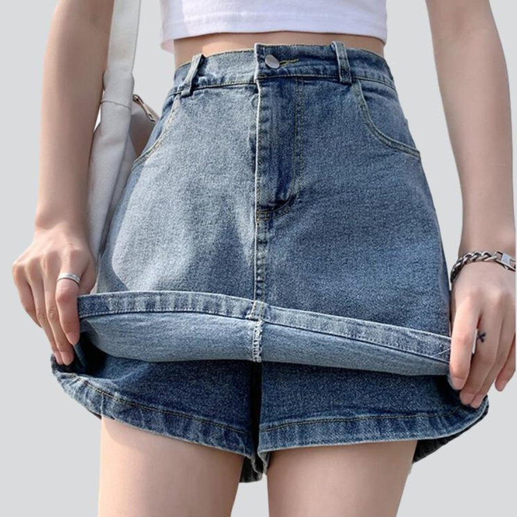 Simple skort denim skirt