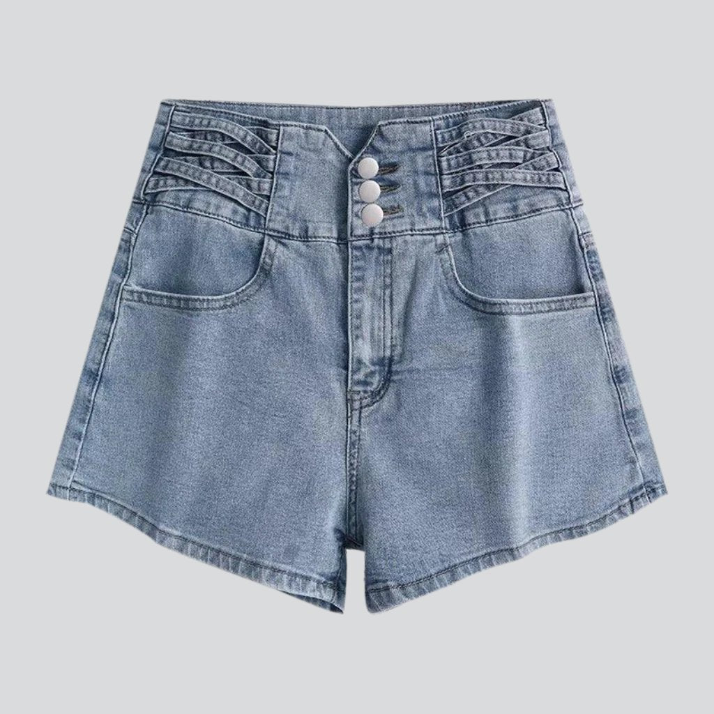 Ultra-high-rise denim shorts