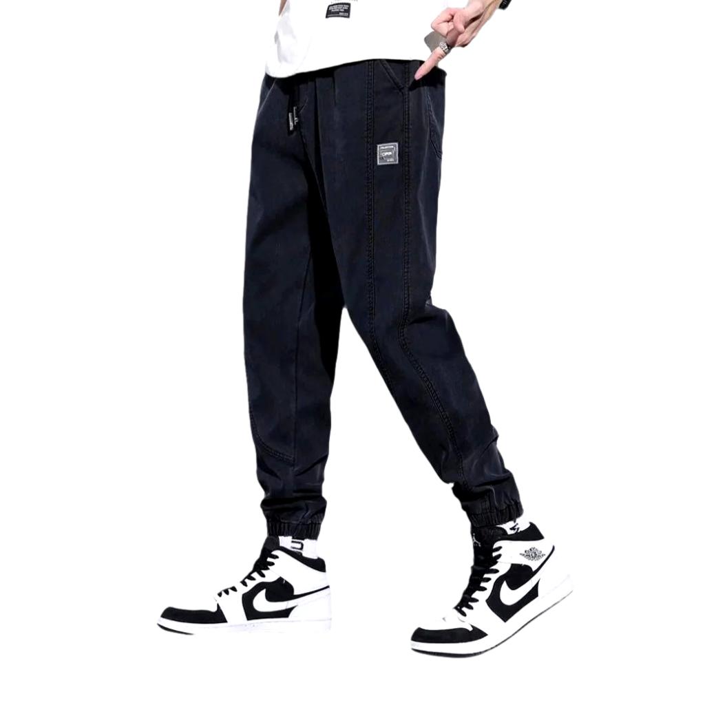 Solid color men denim joggers