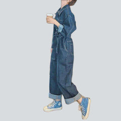 Medium wash baggy denim overall