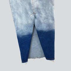 Contrast wash pencil denim skirt