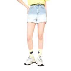 Contrast wash women denim shorts